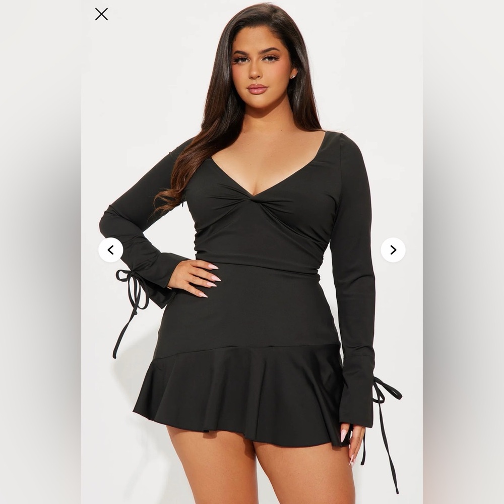 Fashion nova Perfect Sculpt Ruffle Mini Dress - Black - Picture 3 of 6